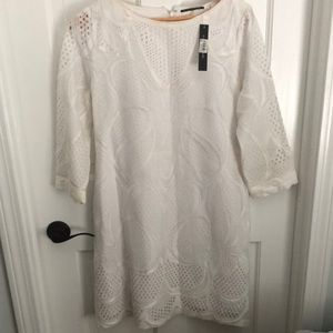 Tahari eyelet white dress- NEW with tags!